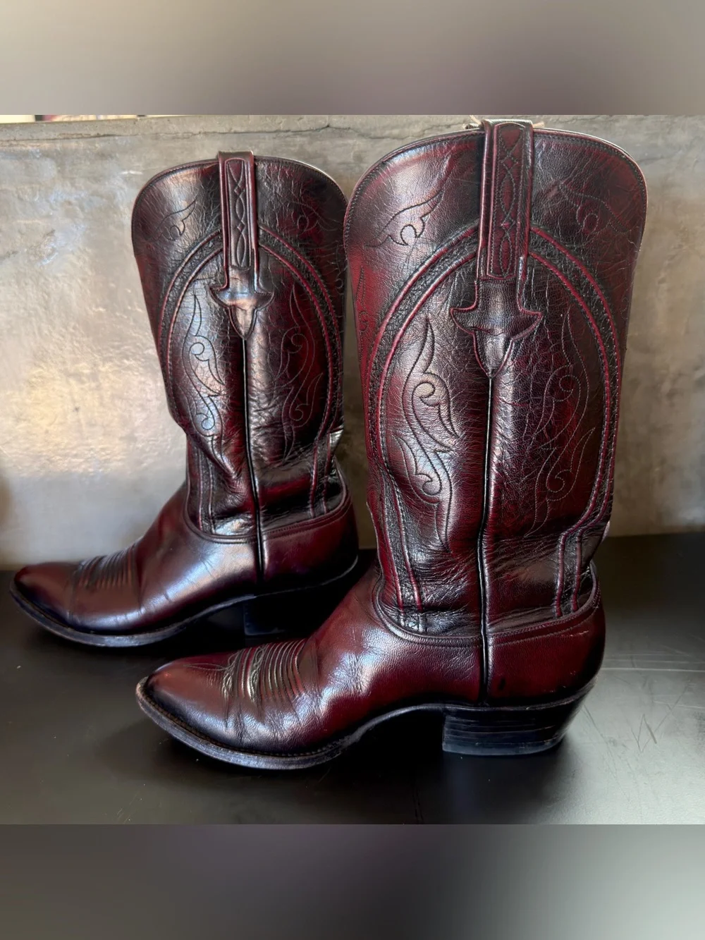 Lucchese Black Label boots in Black Cherry Santini Goat - Men’s 9D